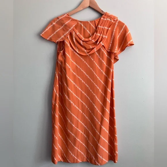 BGBG MAXAZRIA Orange and White Tie-Dye Silk Cocktail Dress Size XXS - Picture 5 of 10